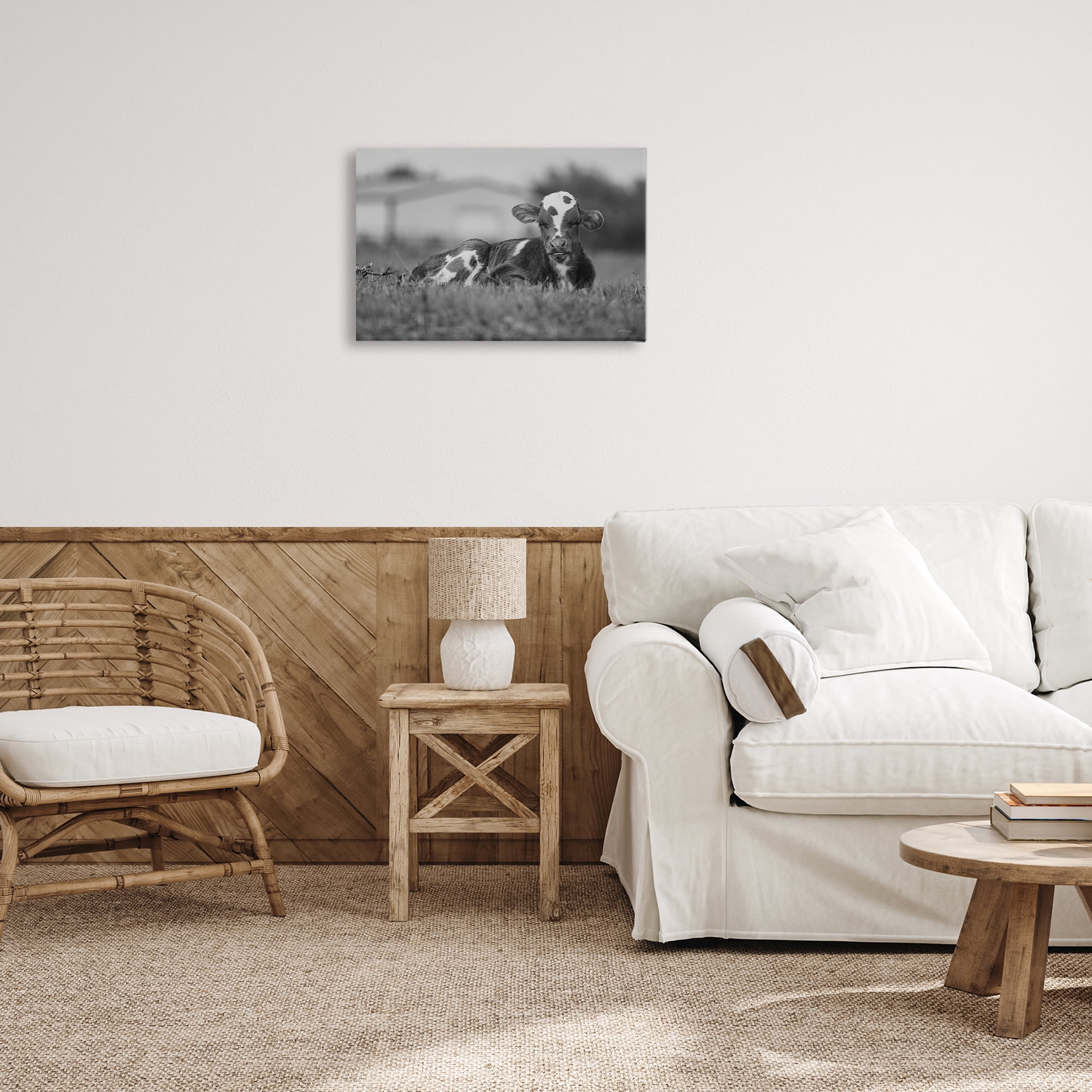 Stupell Industries Resting Cow in Grass Animals & Insects Photography Gallery Wrapped Canvas Art Print Wall Art, 24 x 16