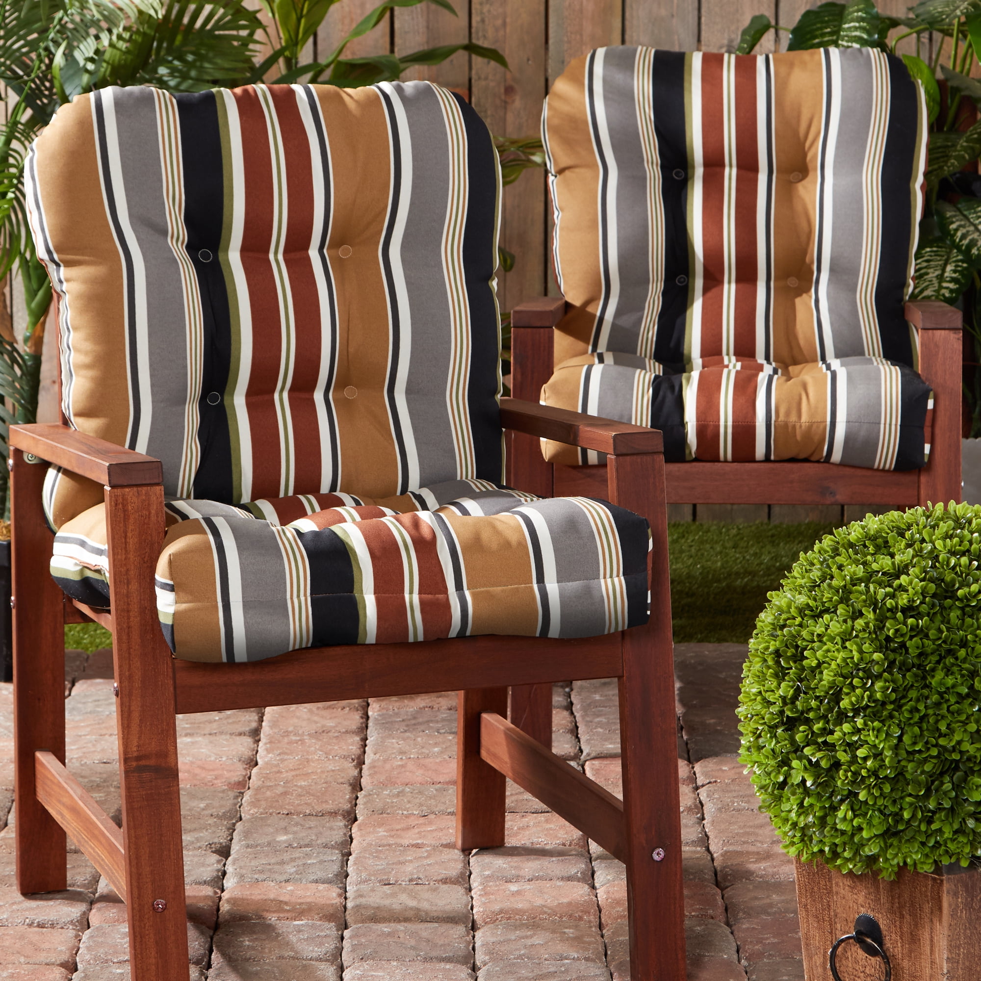 Brick Stripe Outdoor Chair Cushion 2 Pack