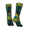 thumbnail image 5 of Uemuo Peacock Feathers2 Pattern Women's Crew Socks, Soft Durable Breathable Moisture-Wicking with Odor Control Cotton socks, 5 of 9