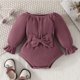 thumbnail image 3 of Gibobby Mameluco niña para niñas pequeñas, monos con de manga larga de Color sólido para recién nacidos, ropa para niños pequeños(Morado, 12-18 Meses), 3 of 4
