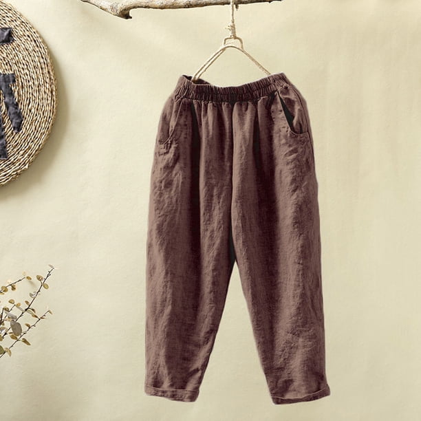 WILLBEST Pantalones Casuales para Mujer con Bolsillos, Elásticos, Transpirables, de Cintura Suelta, para Mayor Comodidad y Estilo. Mediana