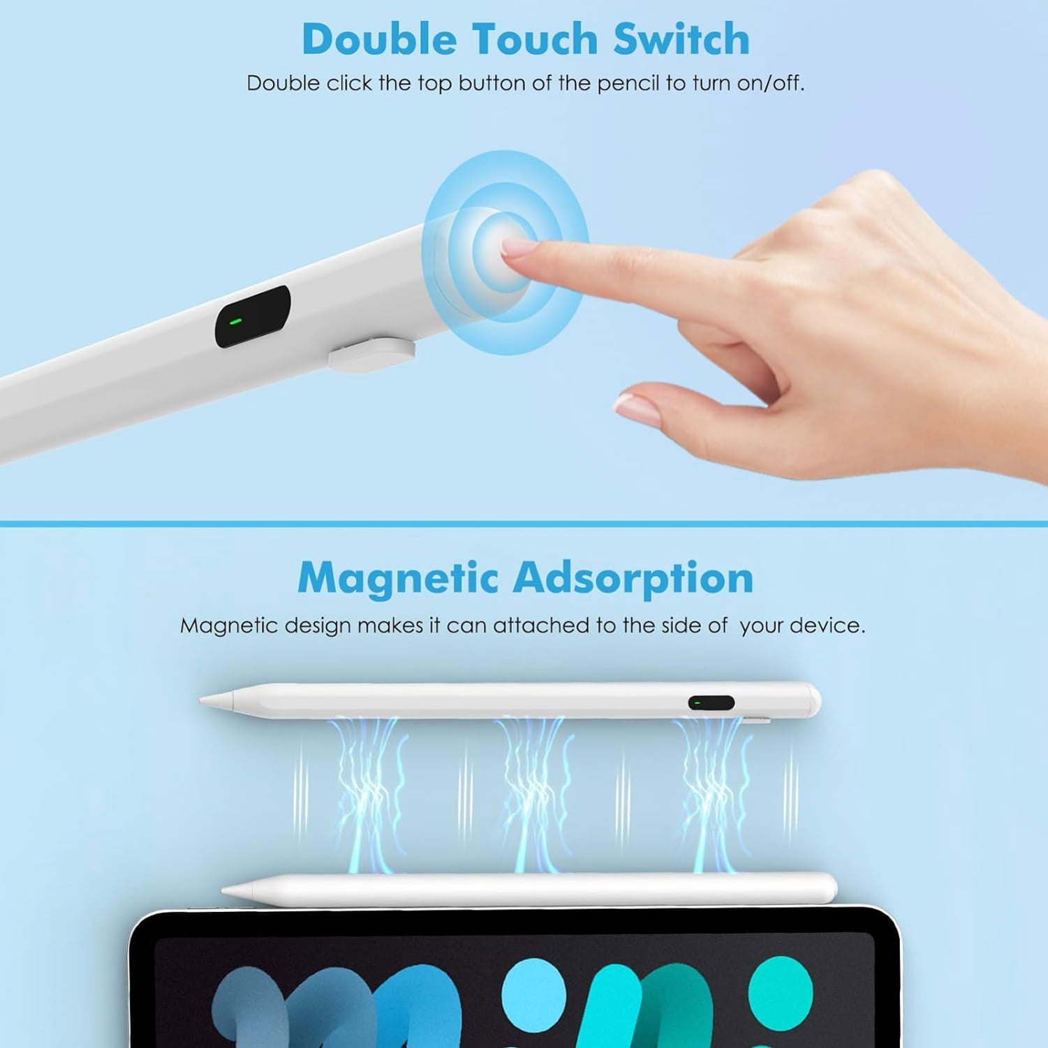 Touch Pen Active Digital Display Stylus for iPhone 16/Pro/Max/Plus - Capacitive Rechargeable Palm Rejection