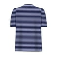 thumbnail image 2 of yillto Womens Blouse Puff Short Sleeve Striped Printed Tops Crew Neck Tunic Shirts Summer Clothes, 2 of 5