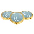 thumbnail image 4 of Koyal Wholesale Gold Compact Mirror Bridesmaid's Wedding Gift, Blue Winter Snowflakes, Monogram Letter W, 1-Pack, 4 of 5