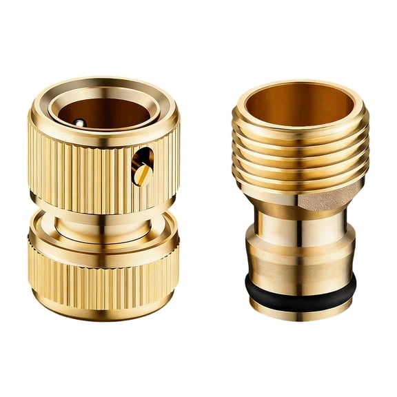 ZHZFKQ 2 Set of Garden Hose Quick Connect,1/2 Inch Quick Connect Hose Fittings,Copper Hose Bib Hose Connector,Gold