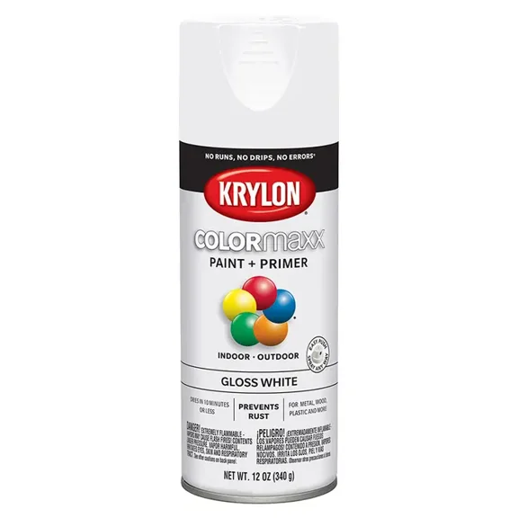 6-Pack of 12 oz Krylon K05545007 White COLORmaxx Paint & Primer Spray Paint, Gloss