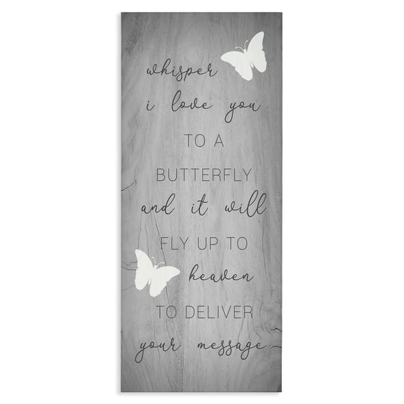 Stupell Industries Rustic Lodge Romantic Butterfly Quote Rustic Grey Grain Pattern Canvas Art, 10 x 24, by Lil' Rue