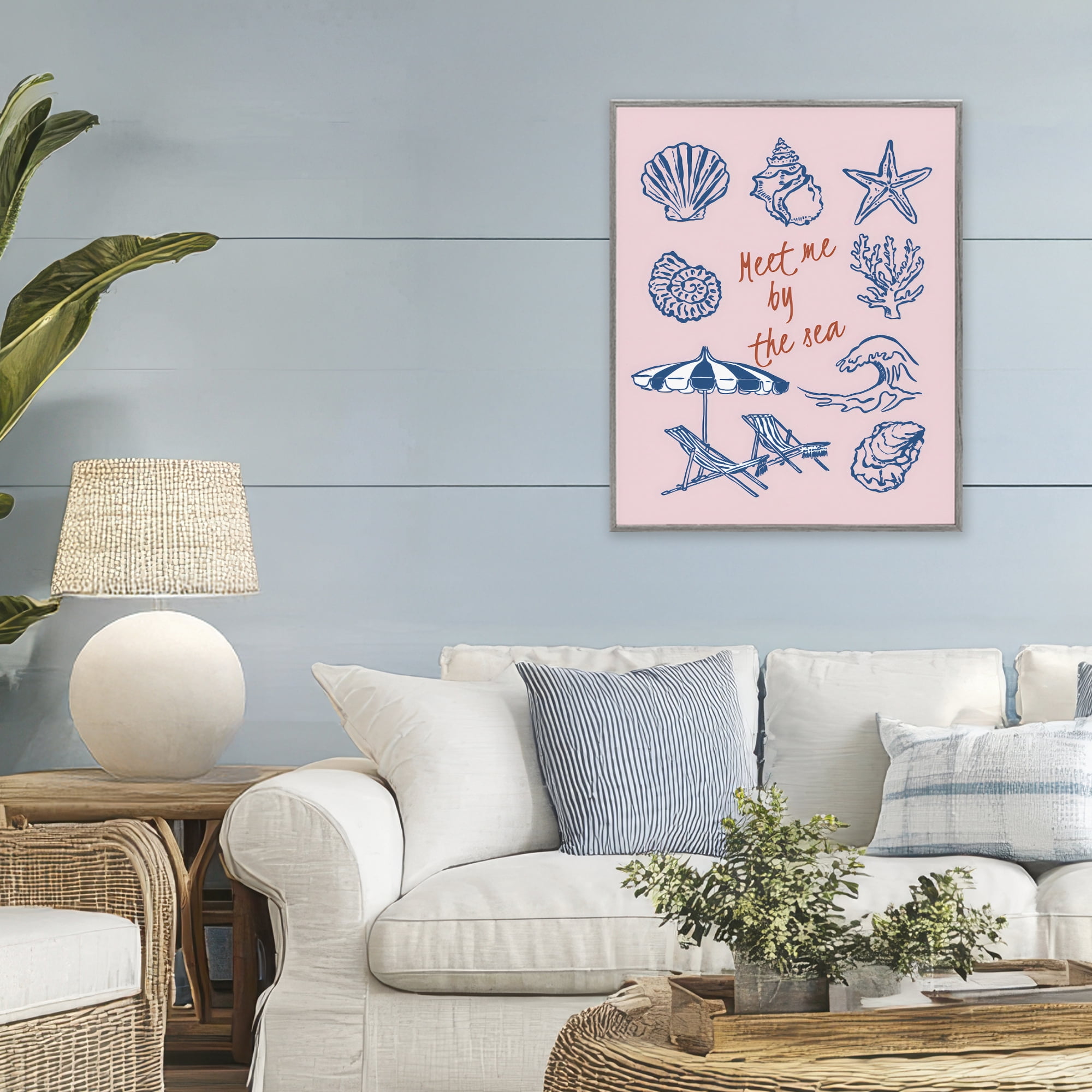 Stupell Industries Meet Me By The Sea Gray Framed Giclee Art, design by The Prints Vibe
