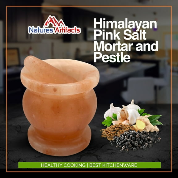 Himalayan Pink Salt Mortar and Pestle | Health Smart Mortar & Pestle | Pestle and Mortar | Healthy Cooking | Best Kitchenware | Easy to Clean | 1.5 Cup Capacity | 6 inch