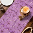 thumbnail image 3 of Purple Geometric Table Runner - 120 Inch Long Ombre Modern Abstract Art Cotton and Linen Blended Dress Scarves Farmhouse Table Runner for Kitchen Dining, Coffee Table, 13" x 120", 3 of 8