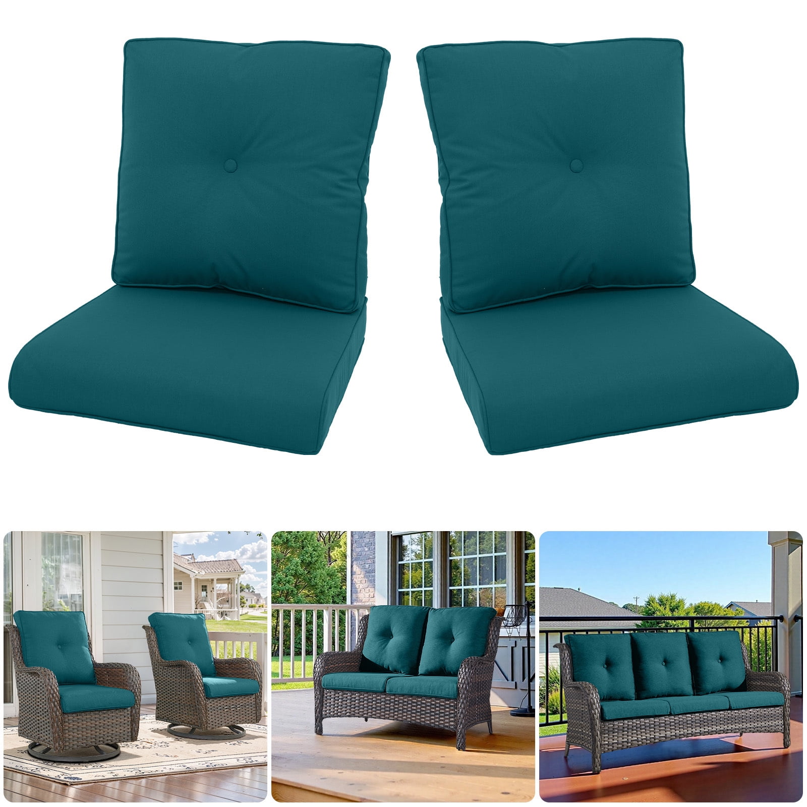 Giantfurnni Cushions for Outdoor Furniture Set 22 x 24,Patio Furniture Cushions Waterproof & Fade Resistant Deep Seat Cushion for Wicker Chair, Sofa, Couch