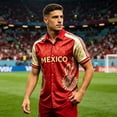 thumbnail image 4 of Mexico 2026 Soccer Cup Fan Jersey for Men, Button Down Short Sleeve Shirt with Winged Totem & Retro Print, Lightweight Breathable Stretch Athletic Top, 1 PC Mint Green XXXL, 4 of 5