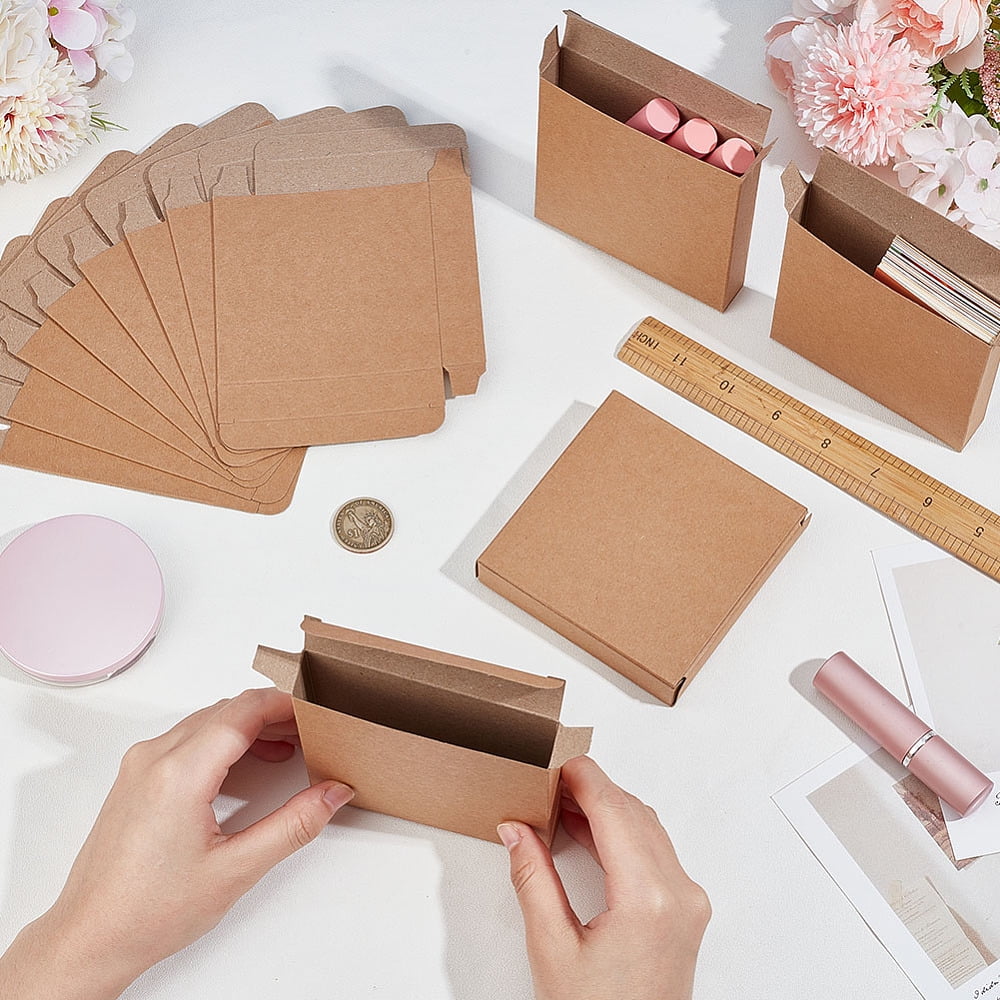 50pcs Kraft Paper Box Square 10.05x10.05x2.05cm