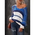 thumbnail image 4 of Asyoly Women Color Block Striped Sweater Long Sleeve Deep V Neck Knit Pullover Oversized Jumper Loose Tops S-XXL, 4 of 5