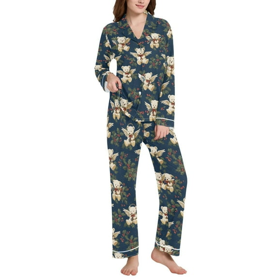 joogoo Pajamas Set for Women Bears with Wings Long Sleeve Pjs Loungewear L
