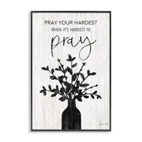 Stupell Industries Pray Your Hardest Religious Painting Black Framed Art Print Wall Art, 12 x 18