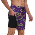 thumbnail image 2 of Kdxio Carnival Masks And Beads Print Men'S Swim Trunks With Compression Liner 7 Inch Inseam Quick Dry Swim Shorts, 2 of 7