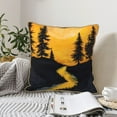 thumbnail image 6 of Fotbe Sunset River Pine Trees Pattern Velvet Decorative Throw Pillow Covers with Elegant Piping, Soft Plush Cushion Cover for Sofa, Bed, Car, Office-16"x16", 6 of 8