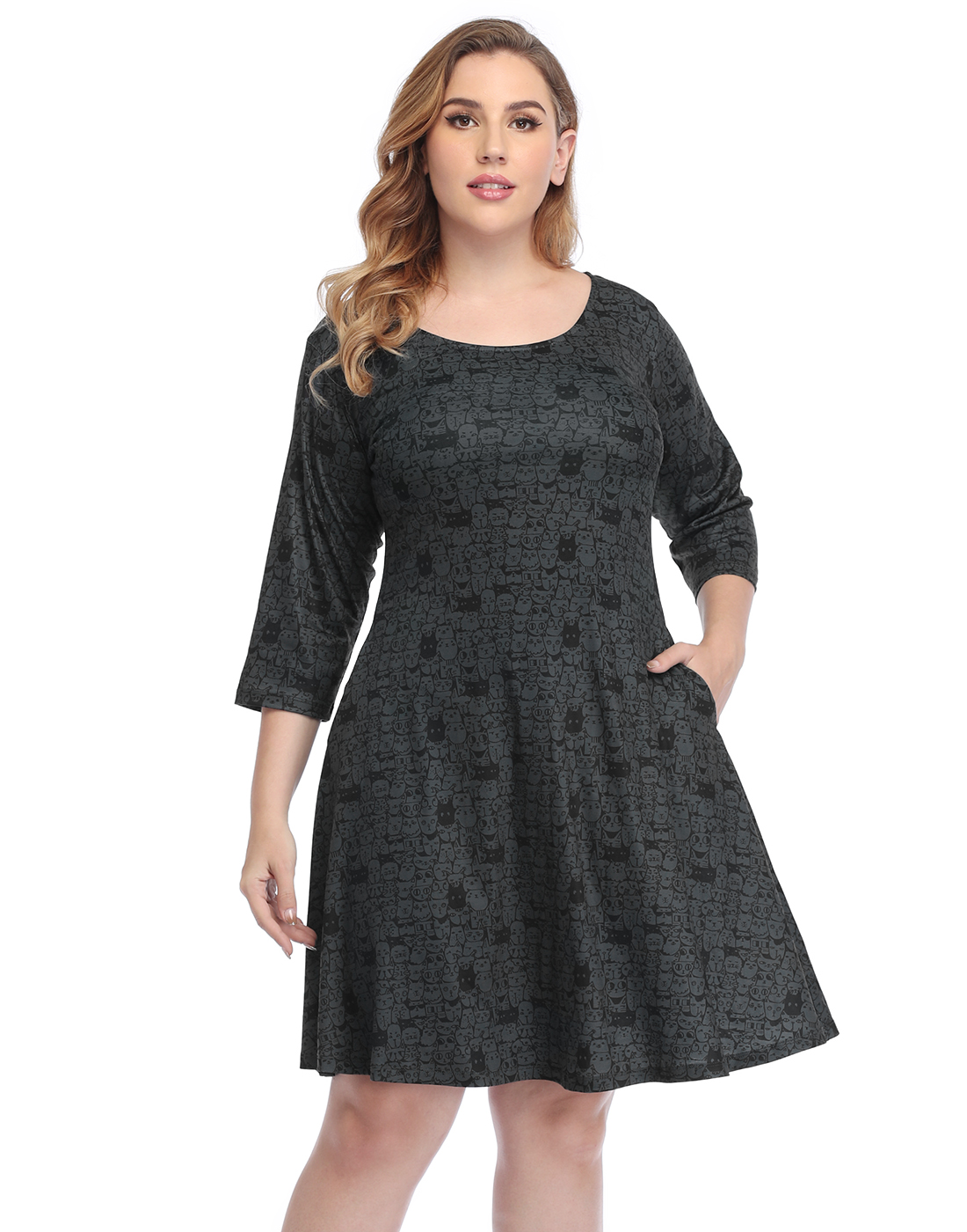Sleeve Fit and Flare Skater Dresses 