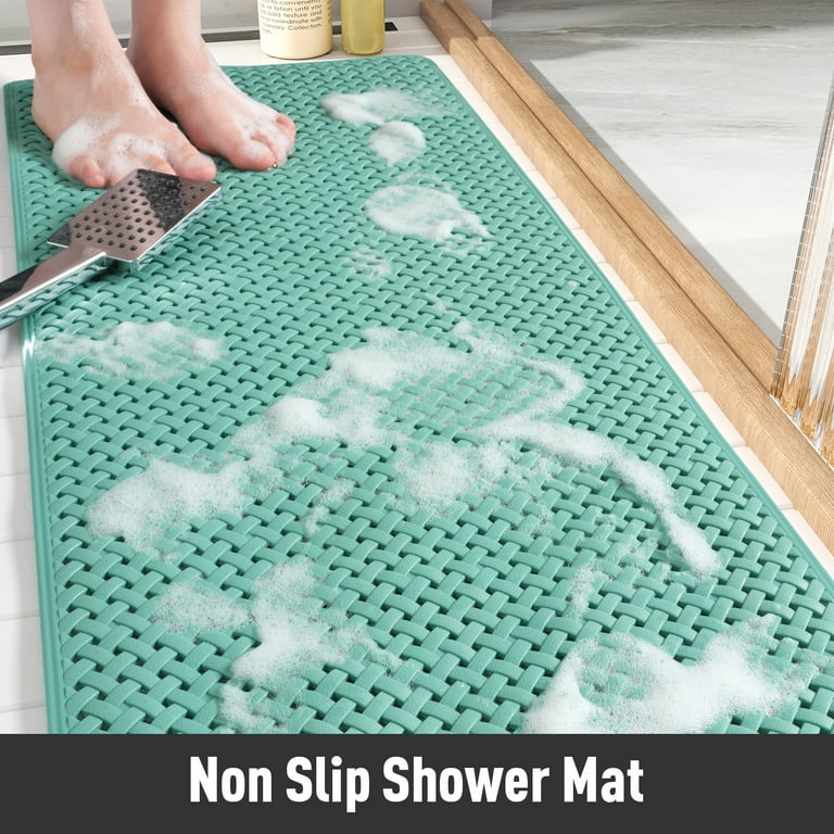 MontVoo Shower Mat Non Slip Bath Mat for Tub Machine Washable Bathtub Mat with Suction Cups and Drain Holes Woven Shower Mats for Bathtub 14 inchx27