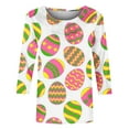 thumbnail image 4 of Midsumdr Womens Tops Casual Easter Colored Eggs Printed Outdoor Daily T Shirt Vacation 3/4 Sleeve Crew Neck Spring Summer Blouse Tops, 4 of 5