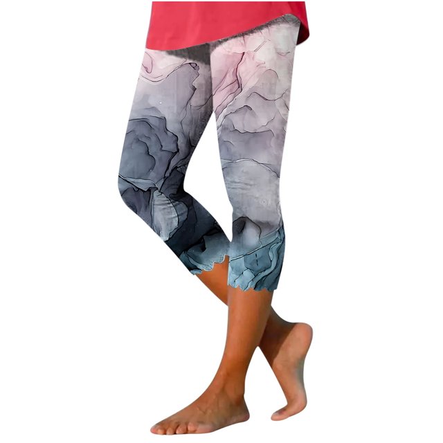 Pantalon Taille Élastique pour Femmes Pantalon d'Été Décontracté Taille Élastique Imprimé Court de Plage Pantalon Femme Taille Élastique