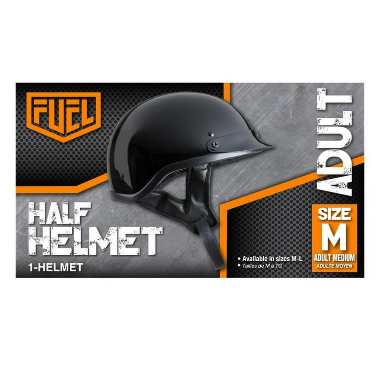 FUEL Adult Motorcycle Half Helmet Dot Approved Gloss Black Medium Walmart