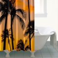 thumbnail image 4 of Tropical Palm Tree Shower Curtain 72x72, Quick-Dry Polyester with Hooks, Ocean Sunset Bathroom Decor for Summer Boho Beach Vibes, 4 of 5