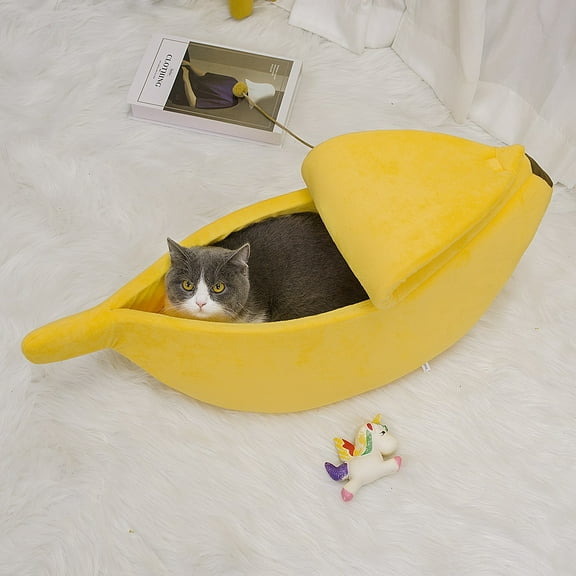 1PC Banana Nest Warm Pet Bed, Closed Banana Shape Pet Bed