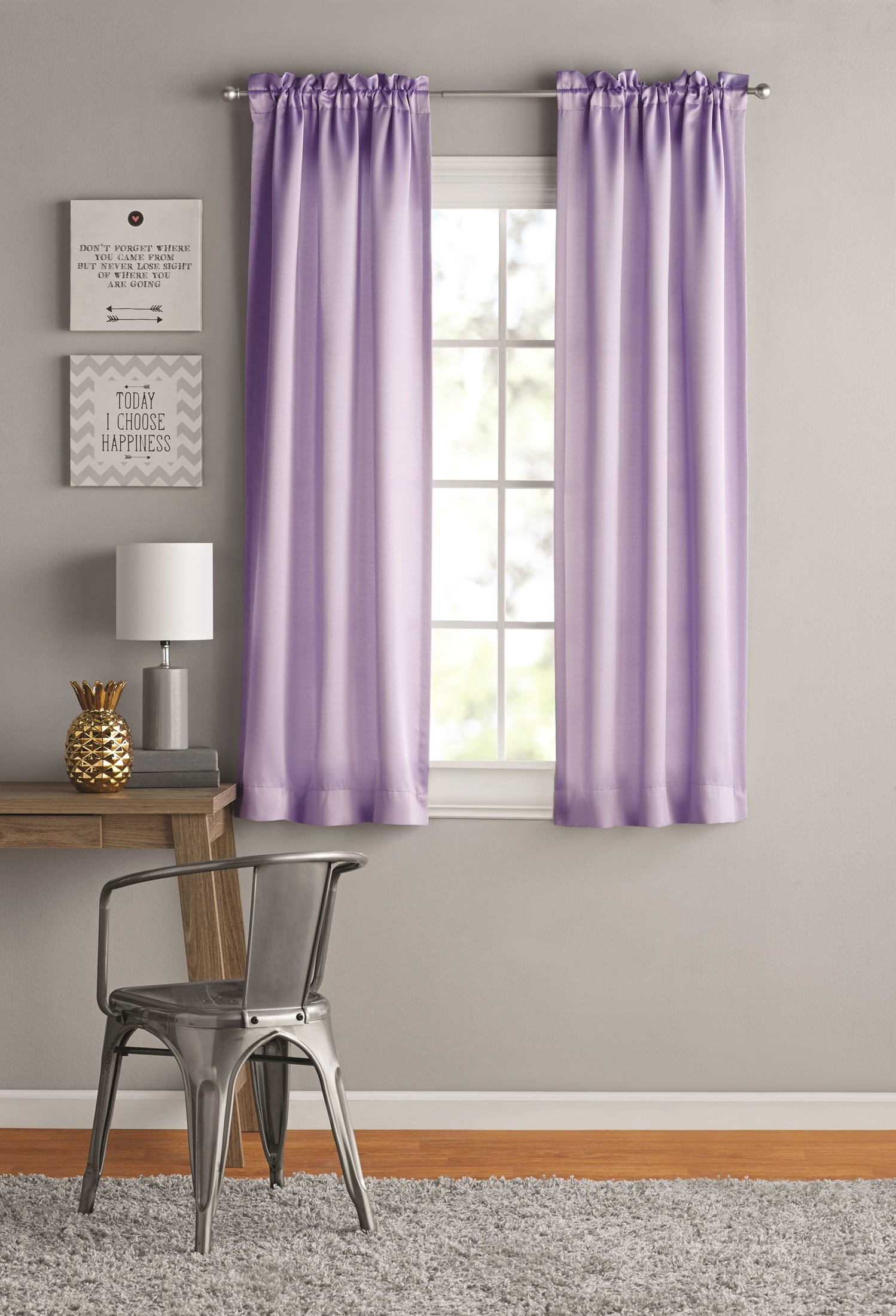 Your Zone Solid Blackout Curtain Panel Pair, Set of 2, Lilac Bud, 30" W x 63" L