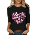 thumbnail image 2 of Yteetum Valentines Gift 3/4 Length Sleeve Womens Tops Oversized Crewneck Valentine Day Loves Heart Graphic Print Short Sleeve T Shirt Womens Casual Plus Size Round Neck Three Quarter Sleeve Tee Shirt, 2 of 5