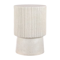 Louisa 19" Modern Art Deco Tambour Accent Table , Cream Terrazzo Finish