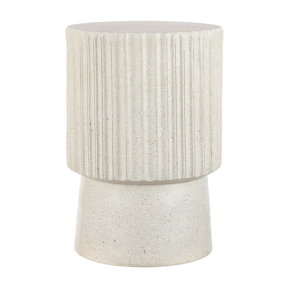 Louisa 19" Modern Art Deco Tambour Accent Table , Cream Terrazzo Finish