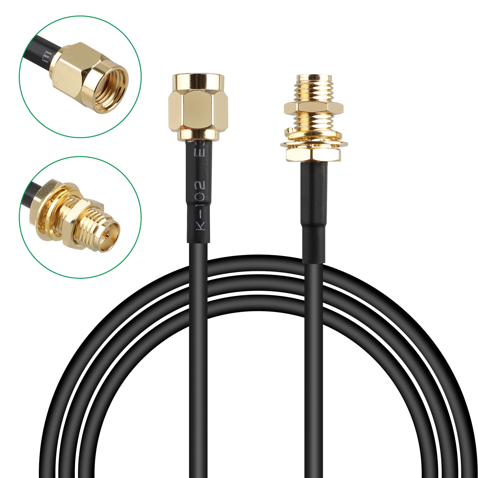 WiFi Antenna Extension Cable, EEEkit Black RP-SMA Coaxial Extension