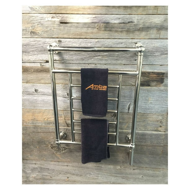 Qbc Bundled Amba Heated Towel Warmer Traditional T 2534 Model Polished Nickel 25w X 34h 100 Watts 0 9 Amps Plus Free Guide Com Qbc Bundled Amba Heated Towel Warmer, Polished Nickel Towel Warmer