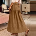 thumbnail image 4 of Women's Boho Eyelet Embroidery Maxi Skirt, Casual Summer Long Skirt with Pockets, High Waisted Tiered Swing A-Line Beach Skirt, 4 of 5