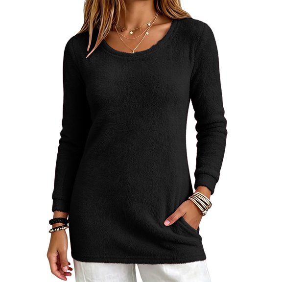 WCJM Women's Long sleeve T-shirt Long Sleeve Top Women Round Neck Loose Pullover Sweater