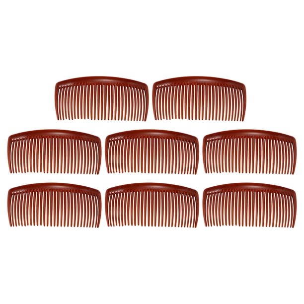 8uds Clásico Lateral Clip Pelo Peine, Dientes Pelo Peines Pelo Clip Peine Plástico, Marrón, 4
