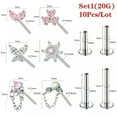thumbnail image 3 of QQTDFG 10 Pcs/Lot Surgical Steel Labret Lip Rings Accessories Top with Base Jewelry Kit-Set 1 (20G), 3 of 9