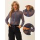 thumbnail image 2 of Chaqueta corta con cremallera para mujer Cordón transparente brillante Negro L, 2 of 6