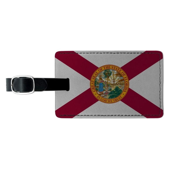 Florida State Flag Rectangle Leather Luggage Card Suitcase Carry-On ID Tag