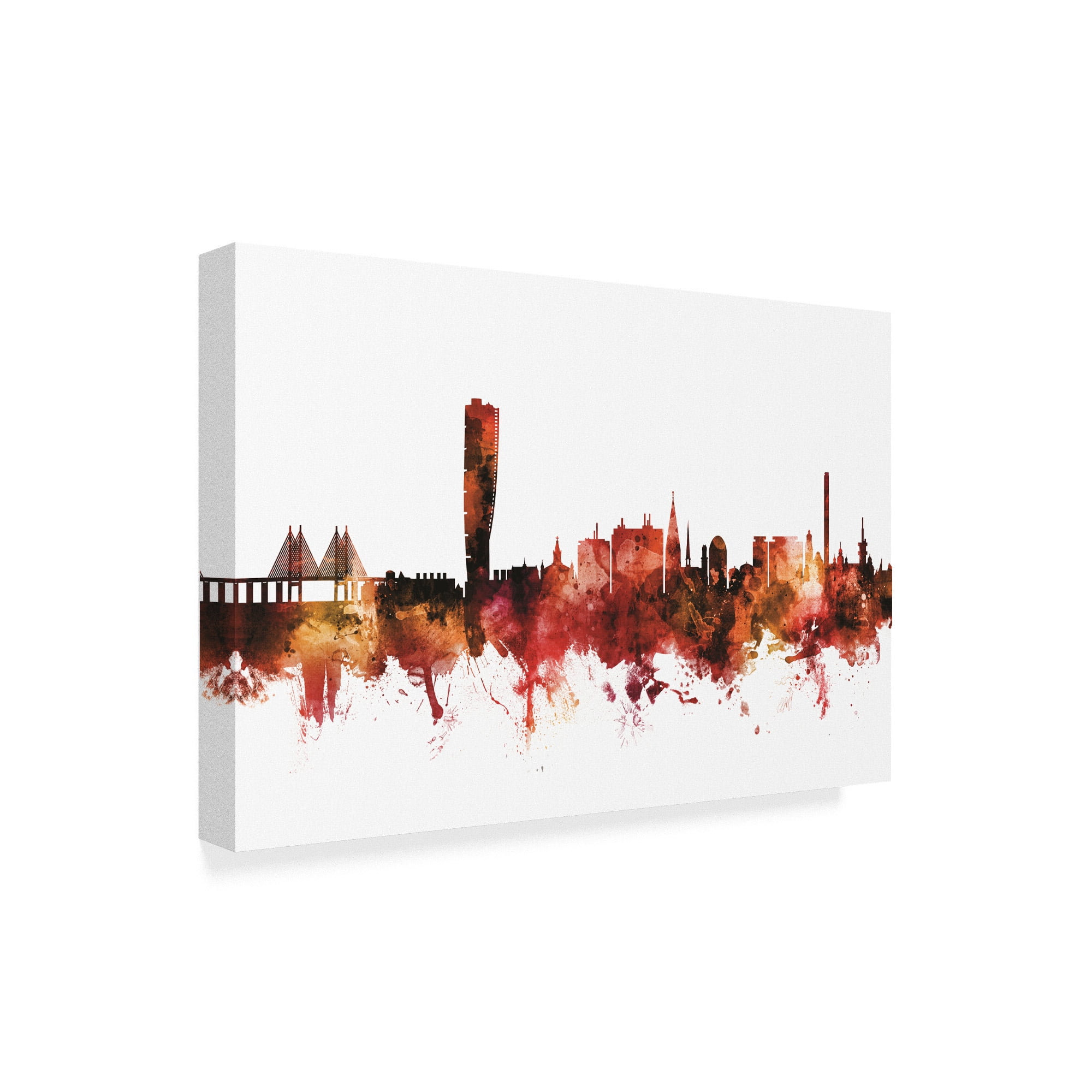 Trademark Fine Art 'Malmo Sweden Skyline Red' Canvas Art by Michael Tompsett