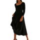 thumbnail image 5 of Vestido de manga larga para mujer color sólido cuello cuadrado ajuste holgado traje de vacaciones informal, 5 of 6