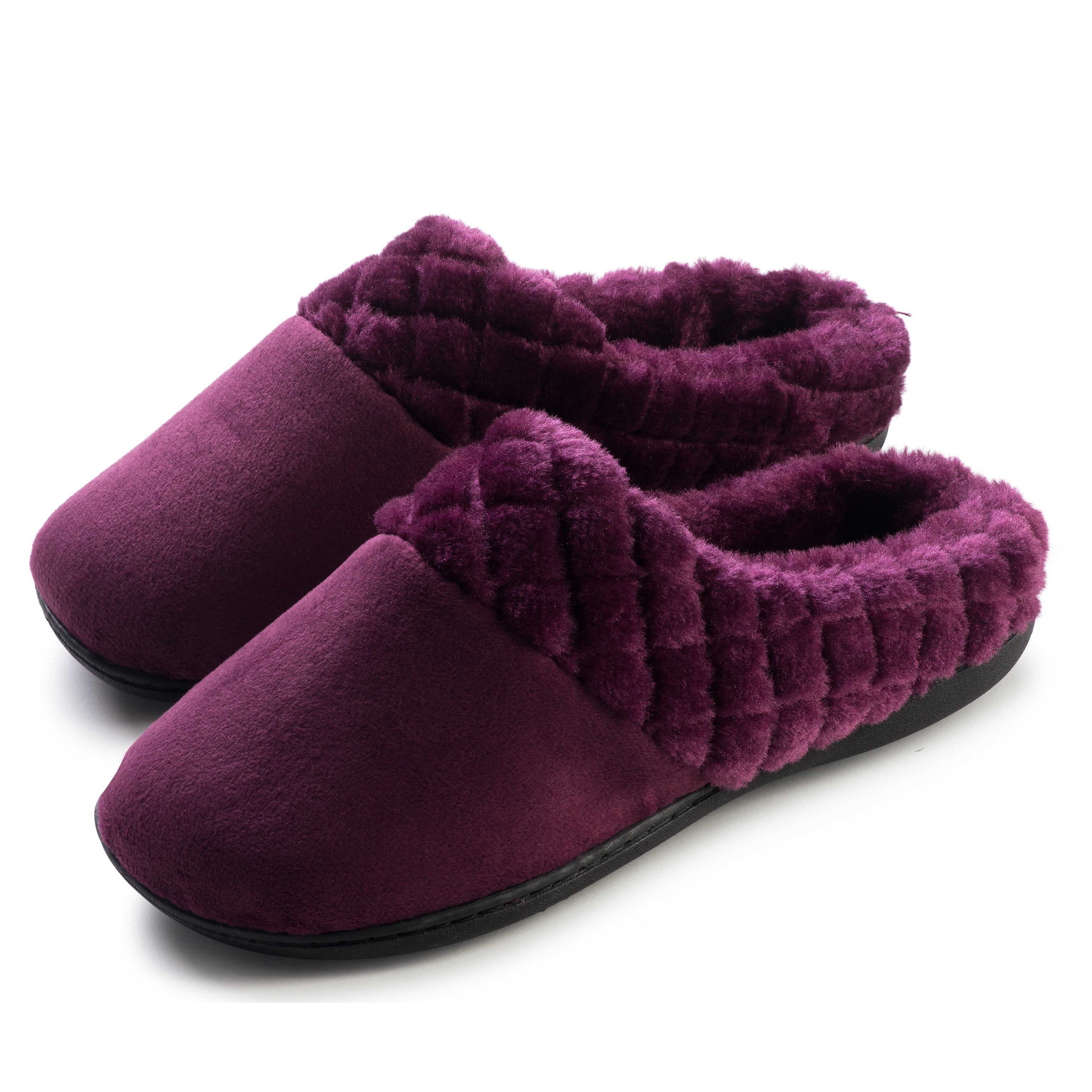 Roxoni Women's Suede Scuff Slippers with Diamond Faux Fur Cuff -sizes 5 ...