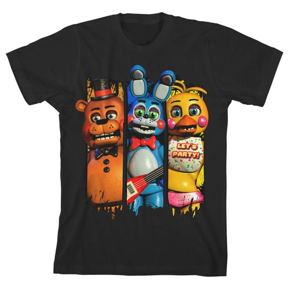 Five Nights at Freddy's Characters Pins Boy's Black T-shirt-M