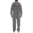 thumbnail image 5 of Adult Hooded Onesie Pajamas Non-Footed One Piece Sleepwear for Men Color: Light Gray Size: XXXXXL, 5 of 6