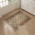 thumbnail image 3 of ODIKA 3'x5' Washable Throw Rug Tone Vintage Abstract Scroll Border Distressed Terracotta Geometric for Entryway, Kitchen, Mudroom, Stain Resistant, Low Profile, Non-Slip, 3 of 7