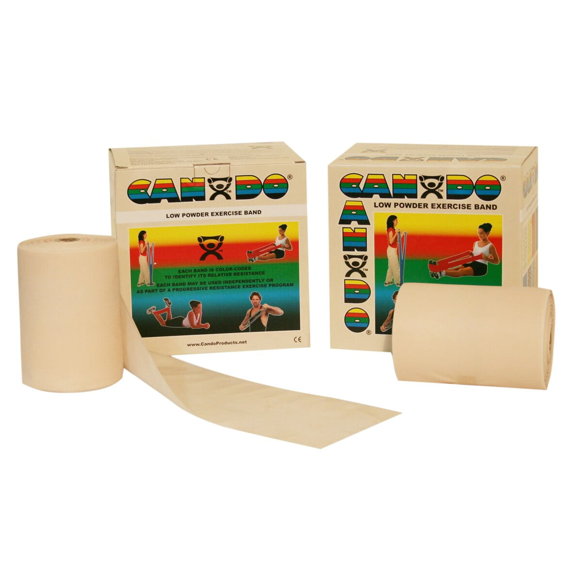 CanDo Twin-Pak exercise band, 100 yard, 5 pc set (1 ea: yellow through black)