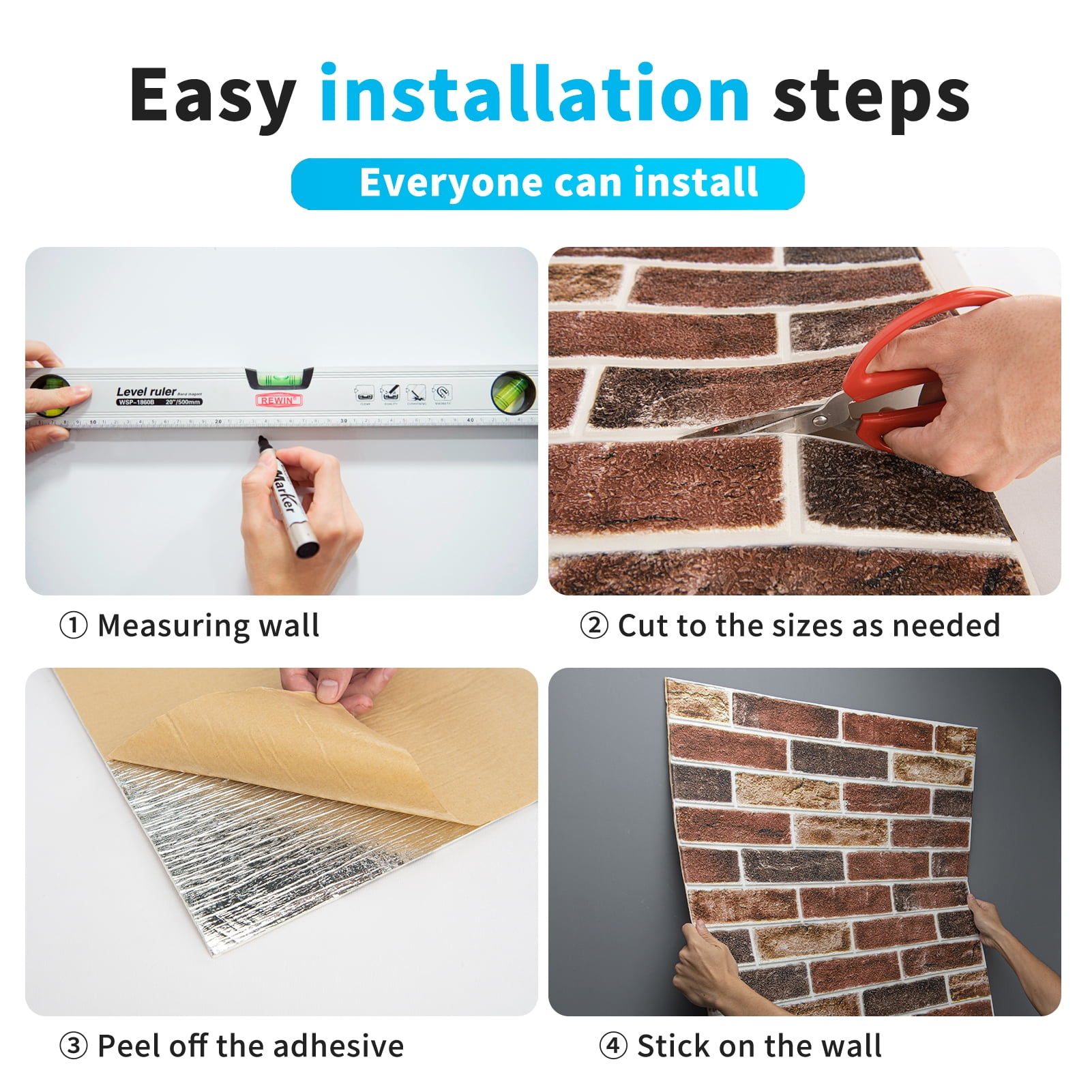 Art3d 20-Pack 105 Sq.Ft Faux Brick 3D Wall Panels Peel and Stick in Red Brown, Self Adhesive Waterproof Foam Wallpaper