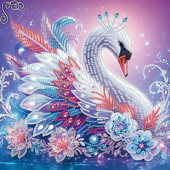 5D DIY diamond art painting kit, feather beautiful swan special shape diamond canvas, namely can decompression relaxation and can be used for home wall decoration